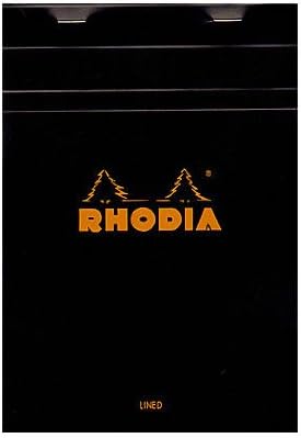 Rhodia Classic French Paper Pads Ruled with Margin 6 in. x 8 1/4 in. Black [Pack of 4 ]