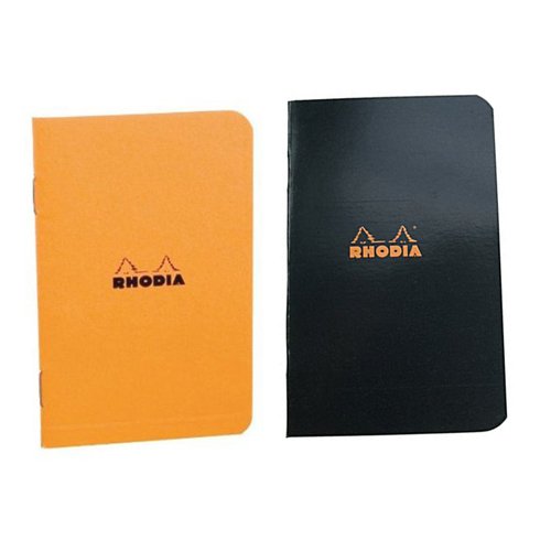 Rhodia Staplebound Notebooks Graph, Orange and Black Cover 3 In. X 4 3/4 In. 24 Sheets, Pack of 2