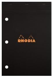 Rhodia Staplebound Black 8.25 x 11.75 Lined with Margin 3 Hole Punched Notepad - R186009 by Rhodia