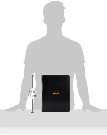 Rhodia Wirebound Notebook 8.8 X11.75 Inches Black Grid, Satin