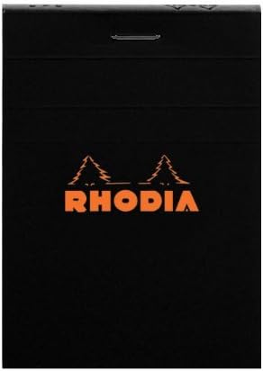 Rhodia Classic French Paper Pads Ruled 3 In. X 4 In. Black, Pack of 5